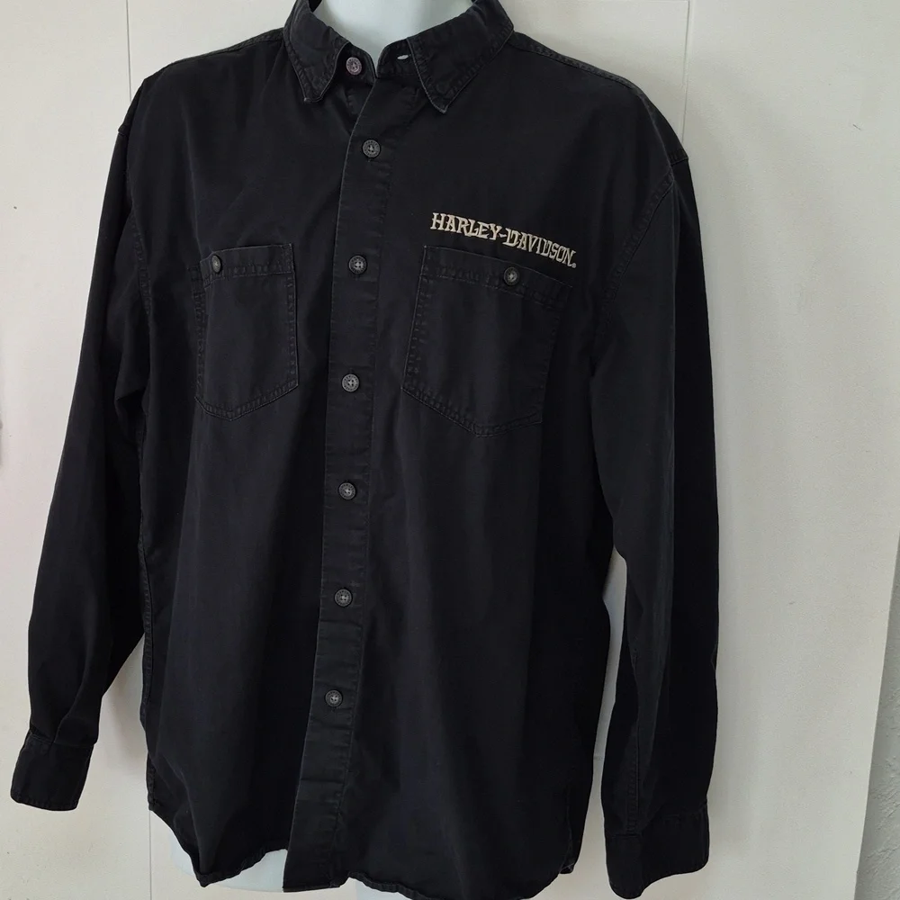 Harley-Davidson Black Long Sleeve Shirt Willie G Embroidered L - Picture 3 of 7